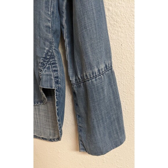 Women's Elevenses By Anthro Blue Chambray 100% Tencel Denim Button-Up Shirt S - Picture 8 of 12